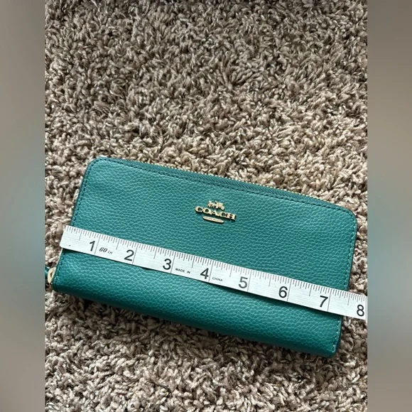 Coach Mini Emma Satchel Purse Handbag / Slim Wallet Set In Rare Jade Green Color - Picture 8 of 16